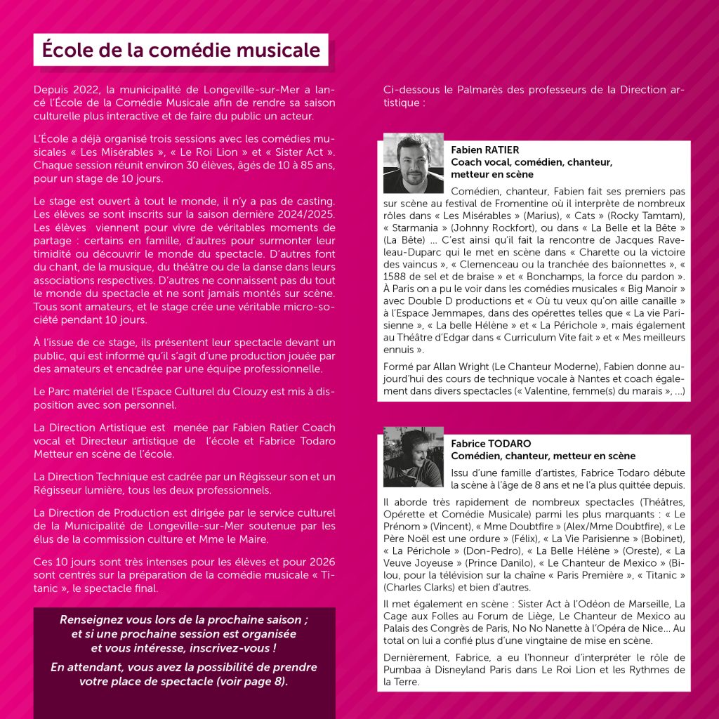 Brochure Clouzy_école comédie musicale